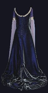 purple velvet medieval wedding dress with hanging sleeves
