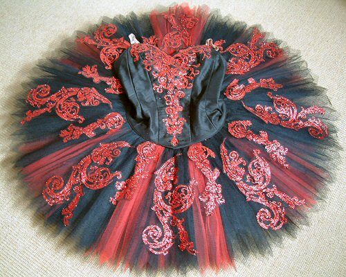 red embellished black ballet tutu