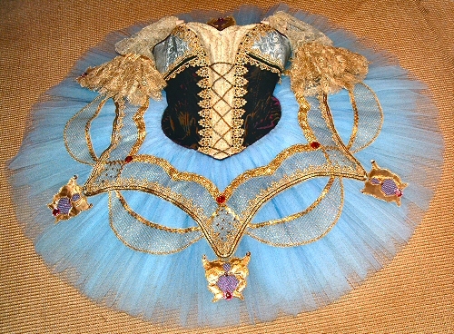 Blue and gold tutu ideal for the roles of Raymonda and Paquita
