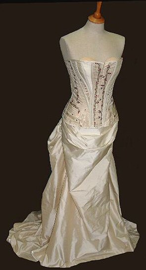 1901 corset in embroidered antique fabric