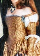 16th Century Corset dress with full skirt in gold lilac