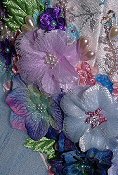 lilac and dark blue silk flower decoration