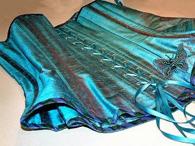Peacock blue/ Teal green laced corset