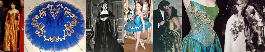 RSC and English national Ballet costumes, modern and medieval style wedding dresses