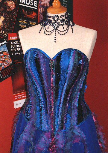 blue navy royal purple corset mixed fabrics