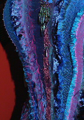 organza velvet and silk textured corset in blues