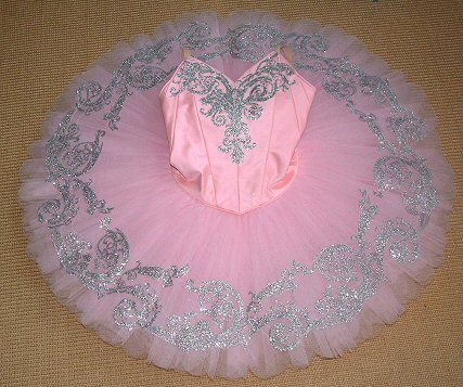 silver embellished classical ballet tutu on pink ground