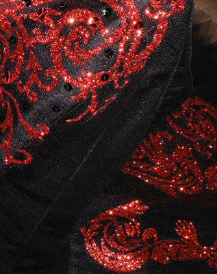 detail of tutu decoration in red on black