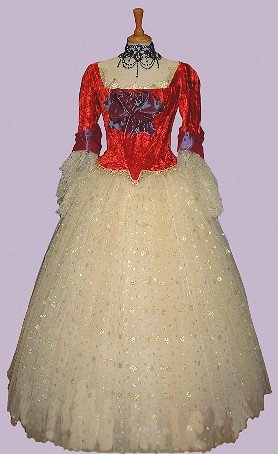 Red velvet ivory and gold tulle skirt alternative wedding dress