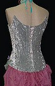 silver crushed velvet corset laced back