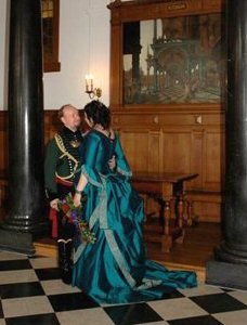 peacock green silk victorian bustle dress