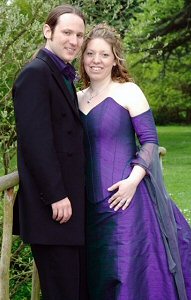 peacock blue silk wedding gown