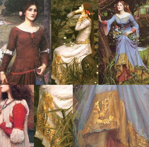 source material including the Waterhouse paintings - Lady Clare and Ophelia