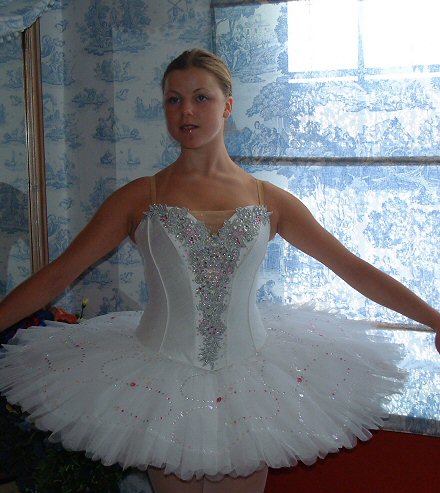 White Aurora tutu with silver and pink decoration