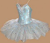 pale blue and silver lace and satin, elaborately decorated tutu