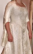 ivory satin damask mediaeval wedding dress