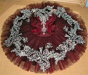 Wine, plum coloured tutu embellished in glittering silver