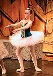 The 'Aurora's Friends' tutus were designed for Harlow Ballet Association's 2006 production of 'The Sleeping Beauty'.
The silk dupion bodices were in four toning shades of green, highlighted with gold braid and light reflecting sequin beadwork. As requested, the skirts were softer than a classic 'pancake' shape, although still hooped. The four costumes were shared between eight dancers.
 