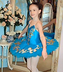 turquoise competition tutu appliqued with gold decoration