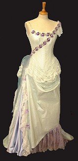 pale green taffeta victorian bustle gown with embellishments